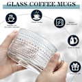 Miniatyrbillede 4 af 5: 2 stk 400 ml glas kaffekopper sæt, præget tekopper til cappuccino, latte, korn, yoghurt, drikkevarer
