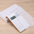 Miniatyrbillede 3 af 3: Lommeregner, slankt elegant design, kontor-/hjemelektronik, dobbeltdrevet desktop-beregner, solenergi, 10 cifre, vippet LCD-skærm, skrånende