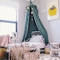 Miniatyrbilde 5 av 5: Baby Seng Baldakin Myggnett Rund Svart Grønn Henge Seng Netting Stue Dekorasjon