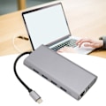 Pikkukuva 1 / 8: 11-in-1 USB-C-keskitin, moniporttisovitin, 4xUSB3.0 HD 4K VGA RJ45 Ethernet PD -lataus 3,5 mm ääni USB-C-telakka-asema