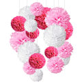 Miniatyrbild 1 av 7: Cocodeko 18 st silkespapper pompom blommor boll dekorpapper