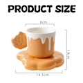 Miniatyrbillede 2 af 5: Kreative søde krus og underkop sæt i form af kiks, keramisk kaffekrus til kontor og hjem, 7,4 oz/220 ML til te, latte, mælk