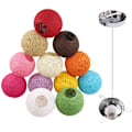 Miniatyrbillede 3 af 5: Gul Retro Pendellampe 15cm Rund Rattan Globe,
