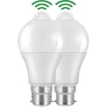 B22 LED-rörelsesensorlampa, 12W, 1020lm, kallvit, vattentät (2-pack)