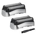 2 stk. 21S Barberhode Erstatning kompatibel Braun Series 3 21S 32S 320S-4 330S-4 340S-4 350CC-4 Barberhode Black  Silver