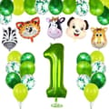 1-årsdag Dyretema Sett, 1 Års Barnebursdag Dekor-XM2-