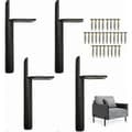 4 svarta möbelben i metall, reservben för 15 cm soffa, golvskydd + halkfri tyst bas