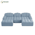 HOMAIRE 3-sits U-format modulsoffa med 2 ottomaner, blå Blå 288 x 165 x 79 cm