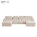 HOMAIRE 4-sits modulsoffa i U-form med 2 ottomaner, beigevit Beige White 366 x 165 x 79 cm
