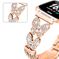 Miniatyrbilde 4 av 5: Rosegull Dobbel Sommerfugl-lås Diamant Innlagt Klokkerem for Fitbit Versa