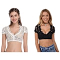 Pikkukuva 4 / 5: Tyylikäs Naisten Dirndl-pusero Musta Dirndl-pusero pitsipusero Oktoberfest-juhliin, musta Black XL