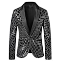 Miniatyrbilde 1 av 5: Smokingjakke med paljetter for menn Blazer Ballkjole sølv silver XXL