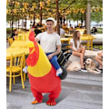 Miniatyrbillede 6 af 6: Oppustelig Dragt Oppustelig Kyllingedragt til Fest Halloween Jul Cosplay Voksenstørrelse F&Q voksen adult plain red