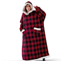 Miniatyrbillede 1 af 2: Oversized Hoodie Tæppe Sweatshirt Ultra Plys Varm Jump red grid