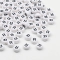 Pikkukuva 1 / 7: 50/100/200 kpl/erä 7x4 mm Valkoinen Pyöreä A-Z Aakkos Kirjain Akryyli Löysät Välihelmet korutarvikkeisiin tee-se-itse rannekoru R