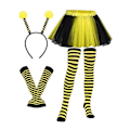 Miniatyrbild 1 av 5: Bi-dräktset för vuxna Halloween Bi-dräkt Tutu-kjol Bi-randig knä-lång strumpa Långa handskar YellowBlack