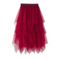 Pikkukuva 1 / 4: Kvinnor Tyllkjol Elastisk midja Mesh lång stycke kjol red
