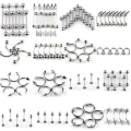Miniatyrbild 1 av 5: 85st Tongue Eyebrow Lip Belly Navel Ring rostfritt stål Pierc Silver