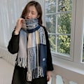 Miniatyrbild 4 av 4: Shxx Lång Rutig filt för kvinnor Chunky Oversized Vinter/höst Varm Scarf Stor Tartan Scarves Wrap Sjal A1017-121 Blue