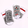 Miniatyrbillede 1 af 5: Julestrømper, fritidsstrømper, julesokker, If Letter-sokker, bomuldsstrømper, midtkalvestrømper, strømper til mænd og kvinder Christmas stockings white One size