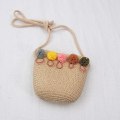 Miniatyrbild 4 av 5: Tecknad Sling Bag Halmflätad Mini Myntväska Bärbar Nyhet Cross Body Nyckelväskor för flickor för tonåringar Ny off-white Creamy-white