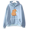 Miniatyrbilde 3 av 3: Morsom Capybara Print Hettegenser Dame/Herre Kawaii Tegneserie Topper Genser For Jenter Unisex Mote Harajuku Grafisk Hettegenser-G .i khaki khaki L