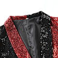 Miniatyrbild 4 av 5: Satinblänkande Blazer för Män med En Knapp och Spetsig Krage - Smokingjacka black and red black and red M