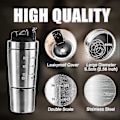 Miniatyrbillede 4 af 5: 700 ml + 200 ml Rustfri Stål Proteinshaker med Piskekugle Holdbar Bevægelse