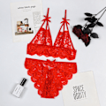 Miniatyrbild 3 av 3: Sexiga underkläder Dam Babydoll Underkläder Sovkläder BH Trosor Set svart XL red M