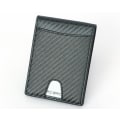 Miniatyrbillede 2 af 6: RFID carbon pung i ægte læder med pengeklemme black one size