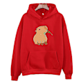 Miniatyrbilde 1 av 4: Morsom Capybara Print Hettegenser Dame/Herre Kawaii Tegneserie Topper Genser For Jenter Unisex Mote Harajuku Grafisk Hettegensere-G .i rød red L
