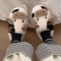 Miniatyrbilde 2 av 5: Søte dyr kvinner jenter fluffy vinter varme tøfler Cows 1 40-41