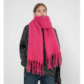 Miniatyrbillede 2 af 5: Stort chunky tørklæde Farverigt Cashmere Føl Oversized tørklæder Tæppe Blødt stort uldsjal Tykt Vinter Varm Kvinder Hot Pink