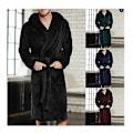 Miniatyrbilde 2 av 3: Snuggaroo Herre Myk Fleece Langermet Hette Lounge Morgenkåpe Badekåpe svart black S