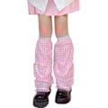 Miniatyrbillede 2 af 3: Kvinder Punk Lolita Benvarmere Pink Plaid Flæser Blonder Hjerte Fod Cover Sokker Pink 2