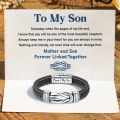Miniatyrbilde 2 av 4: Mor og sønn For alltid knyttet flettet lærarmbånd Knyttet armbånd for menn Inspirerende bursdagsgave fra mamma (1 stk)