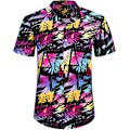 Pikkukuva 2 / 4: Miesten Havaiji-paita ja shortsit setti Regular Fit lyhythihainen rento funky ranta flamingo paita setti XL XL Colorful Black
