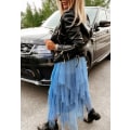 Pikkukuva 9 / 9: Kvinnor Tyllkjol Elastisk midja Mesh lång stycke kjol blue