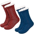 Miniatyrbillede 1 af 5: 2 par varme hjemmesko til kvinder Fuzzy sokker Fleece-forede skridsikre hjemmesko sokker blue