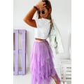 Miniatyrbillede 5 af 8: Kvinnor Tyllkjol Elastik midja Mesh lang stykke kjol purple