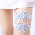 Miniatyrbilde 3 av 4: 2 stykker brudesløyfer Daisy Lace Brudeslynge Håndsydde Falske Perler Sløyfe for Brud