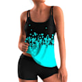 Miniatyrbillede 1 af 3: Dame Swimsuit Tankini Sæt Badetøj Badedragt Plus Size Søblå Lake Blue 3XL