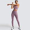 Pikkukuva 2 / 5: Sömlös stickad yoga bär kvinnors sport bh väst set Light Purple M