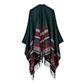 Miniatyrbild 1 av 5: Printed tofs, öppen front Poncho Cape Klassisk elegant omlottsjal Vintage Cardigans filt H
