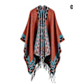 Miniatyrbild 4 av 5: Printed tofs, öppen front Poncho Cape Klassisk elegant omlottsjal Vintage Cardigans filt H