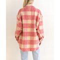 Miniatyrbillede 8 af 9: Vinter Uldfrakke Casual Ternet Flanell Shacket Jakke Oversized Knap Ned Langærmet Efterår Skjorte Jakke Frakke Toppe Jakke Kvinder PINK PINK M