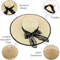 Miniatyrbilde 5 av 5: Solhatt for kvinner, UPF 50+ med bred brem (beige)