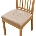 Miniatyrbilde 1 av 5: 6 stk. spisestoltrekk for vanntett sete PU-skinn setetrekk for stoler seteputetrekk, Khaki Khaki