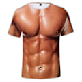 Miniatyrbillede 3 af 4: Simuleret muskeltrøje til mænd - 3d Bodybuilding-trøje - t-shirt med nøgen hud på brystmuskler 4XL