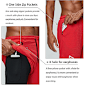 Miniatyrbillede 2 af 5: 2 i 1 løbeshorts med telefonlomme Gym Workout Hurtigtørrende herreshorts 5 tommer Rød Red X-Large